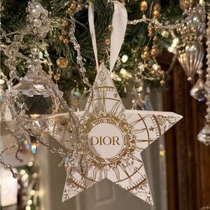 2 Dior Luxurious Gold and White Star Ornament